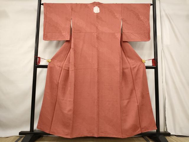 平和屋着物■上質な色無地　流水花地紋　紅鳶色　正絹　逸品　AABF8863st