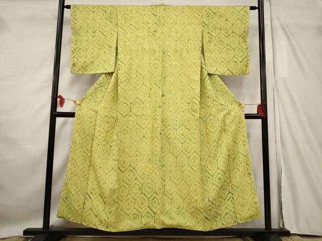平和屋着物■上質な小紋　総絞り　亀甲文　正絹　逸品　AABF8864st