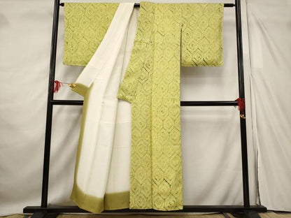 平和屋着物■上質な小紋　総絞り　亀甲文　正絹　逸品　AABF8864st