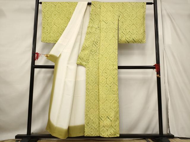 平和屋着物■上質な小紋　総絞り　亀甲文　正絹　逸品　AABF8864st
