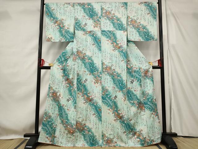 平和屋着物■上質な小紋　草花文　暈し染め　金銀彩　正絹　逸品　AABF8879st
