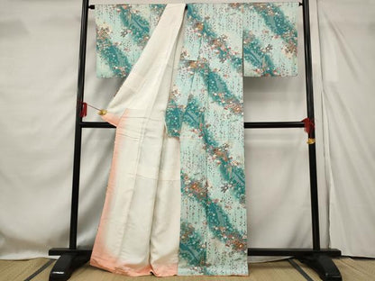 平和屋着物■上質な小紋　草花文　暈し染め　金銀彩　正絹　逸品　AABF8879st
