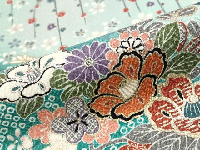 平和屋着物■上質な小紋　草花文　暈し染め　金銀彩　正絹　逸品　AABF8879st