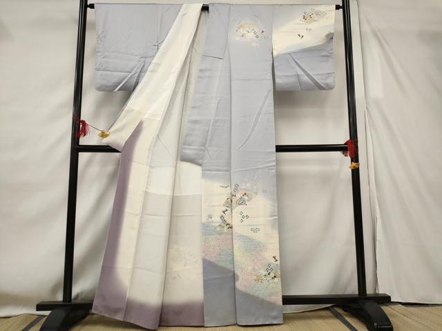 平和屋着物■訪問着　地紙花文　暈し染め　金彩　正絹　逸品　AABF8886st