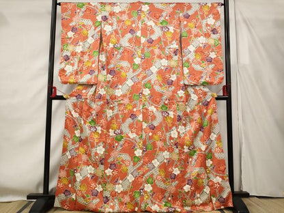 平和屋着物■上質な小紋　絞り　枝梅文　正絹　逸品　AABF8887st