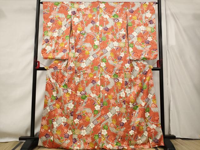 平和屋着物■上質な小紋　絞り　枝梅文　正絹　逸品　AABF8887st