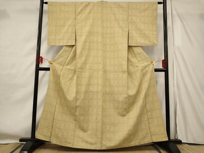 平和屋着物■上質なお召 花繋ぎ 正絹 逸品 AABF8893st