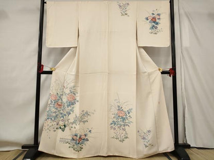 平和屋着物■訪問着　作家物　草花文　正絹　逸品　AABF8917st