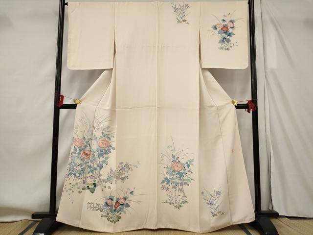 平和屋着物■訪問着　作家物　草花文　正絹　逸品　AABF8917st
