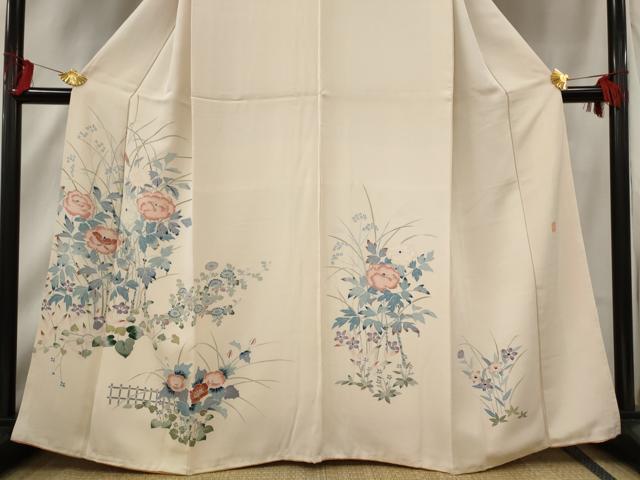 平和屋着物■訪問着　作家物　草花文　正絹　逸品　AABF8917st