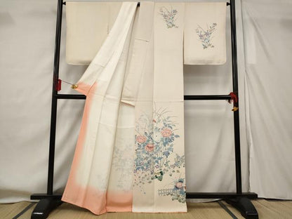 平和屋着物■訪問着　作家物　草花文　正絹　逸品　AABF8917st