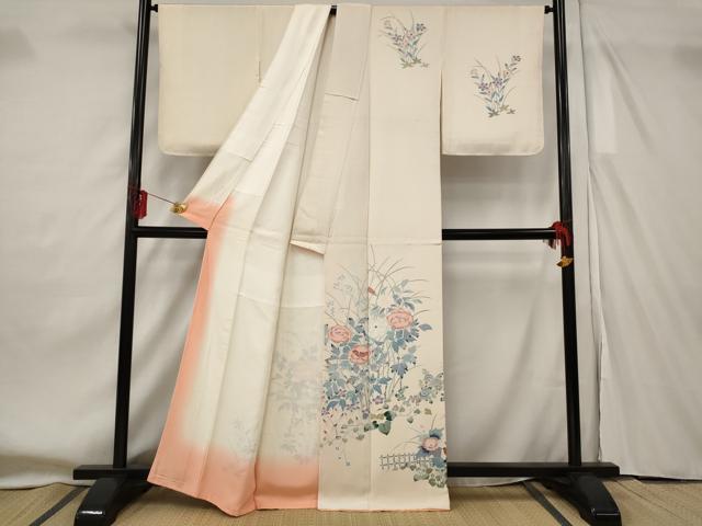 平和屋着物■訪問着　作家物　草花文　正絹　逸品　AABF8917st