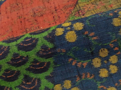 平和屋着物■上質な紬　切り嵌め青海波花文　正絹　逸品　未使用　AABF8921st