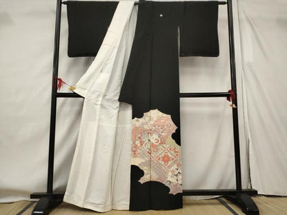 平和屋着物■豪華黒留袖　雪輪鳳凰花文　正絹　逸品　AABF8938st