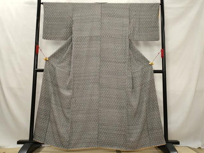 平和屋着物■上質な小紋　亀甲花文　黒地　正絹　逸品　AABF8947st