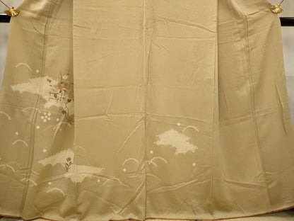 平和屋着物■訪問着　絞り　刺繍　芝花文　金銀彩　金糸　正絹　逸品　AABF8951st