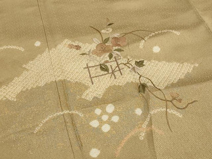 平和屋着物■訪問着　絞り　刺繍　芝花文　金銀彩　金糸　正絹　逸品　AABF8951st