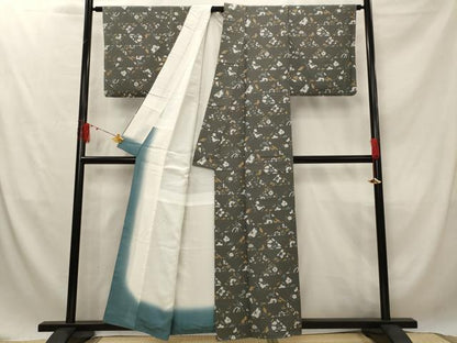 平和屋着物■上質な小紋　鱗花文　蜻蛉　正絹　逸品　AABF8953st
