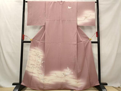 平和屋着物■訪問着 流水花鳥文 暈し染め 正絹 逸品 AABF8958st
