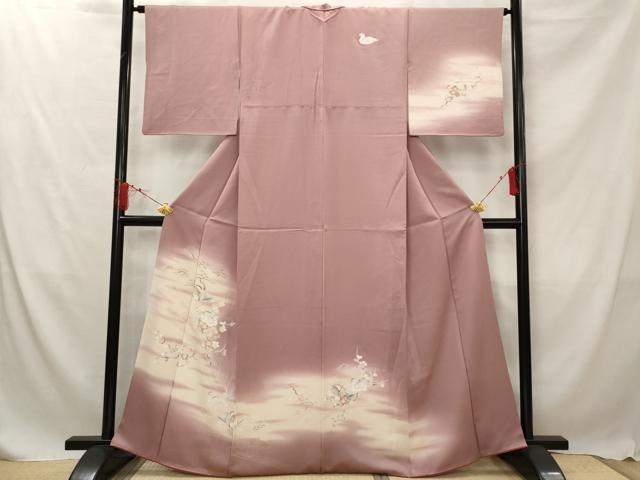 平和屋着物■訪問着 流水花鳥文 暈し染め 正絹 逸品 AABF8958st