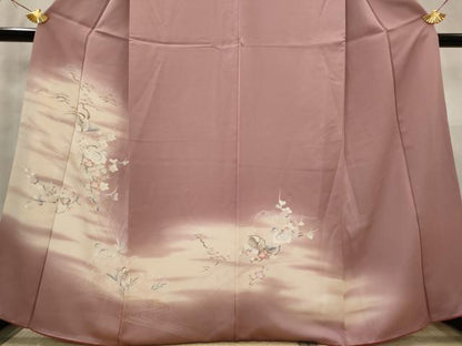 平和屋着物■訪問着 流水花鳥文 暈し染め 正絹 逸品 AABF8958st