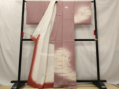 平和屋着物■訪問着 流水花鳥文 暈し染め 正絹 逸品 AABF8958st