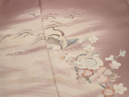 平和屋着物■訪問着 流水花鳥文 暈し染め 正絹 逸品 AABF8958st