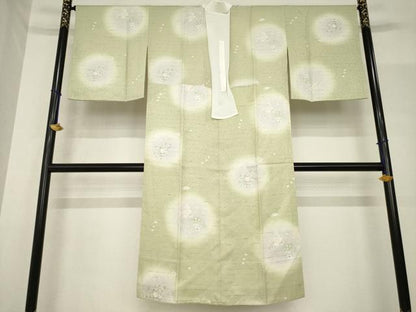 平和屋着物●長襦袢　無双仕立て　ミミズク　みみずく　兎　うさぎ　草花文　暈し染め　正絹　逸品　AABF8963ck