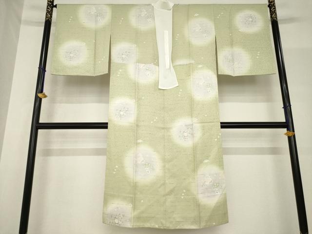 平和屋着物●長襦袢　無双仕立て　ミミズク　みみずく　兎　うさぎ　草花文　暈し染め　正絹　逸品　AABF8963ck