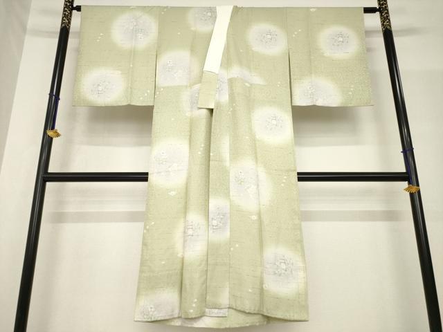 平和屋着物●長襦袢　無双仕立て　ミミズク　みみずく　兎　うさぎ　草花文　暈し染め　正絹　逸品　AABF8963ck