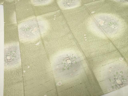 平和屋着物●長襦袢　無双仕立て　ミミズク　みみずく　兎　うさぎ　草花文　暈し染め　正絹　逸品　AABF8963ck
