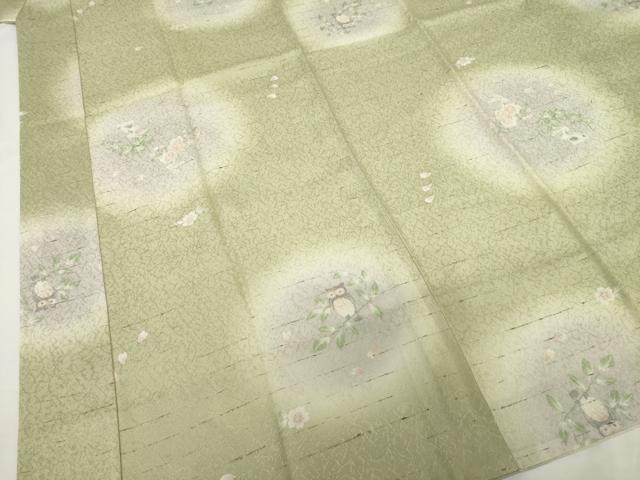 平和屋着物●長襦袢　無双仕立て　ミミズク　みみずく　兎　うさぎ　草花文　暈し染め　正絹　逸品　AABF8963ck