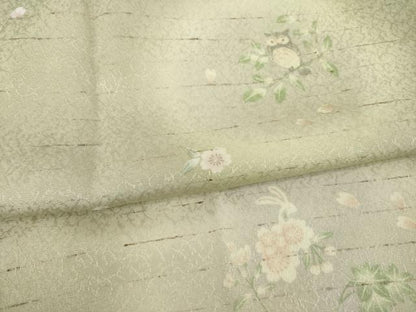 平和屋着物●長襦袢　無双仕立て　ミミズク　みみずく　兎　うさぎ　草花文　暈し染め　正絹　逸品　AABF8963ck