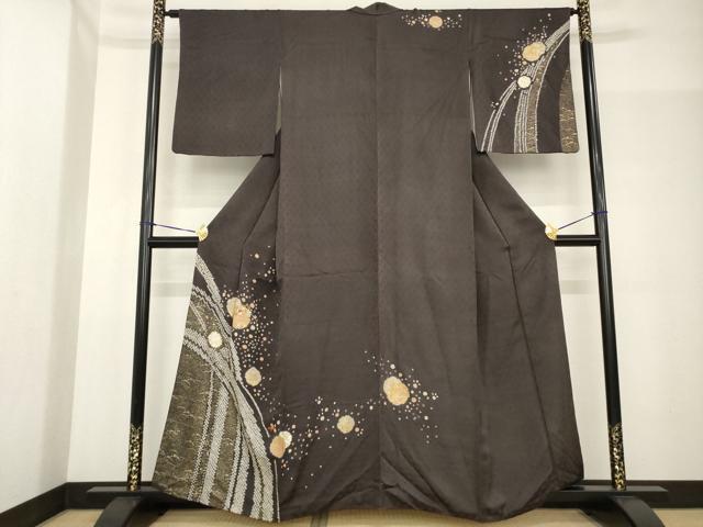 平和屋着物●訪問着　絞り　刺繍　雪輪重ね花文　金彩　正絹　逸品　AABF8964ck