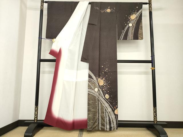 平和屋着物●訪問着　絞り　刺繍　雪輪重ね花文　金彩　正絹　逸品　AABF8964ck