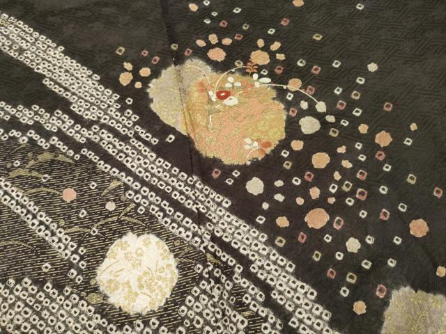 平和屋着物●訪問着　絞り　刺繍　雪輪重ね花文　金彩　正絹　逸品　AABF8964ck
