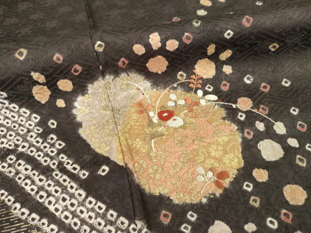 平和屋着物●訪問着　絞り　刺繍　雪輪重ね花文　金彩　正絹　逸品　AABF8964ck
