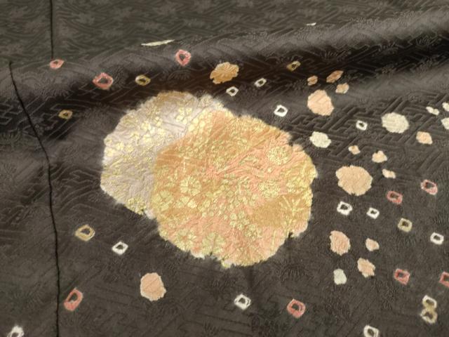 平和屋着物●訪問着　絞り　刺繍　雪輪重ね花文　金彩　正絹　逸品　AABF8964ck