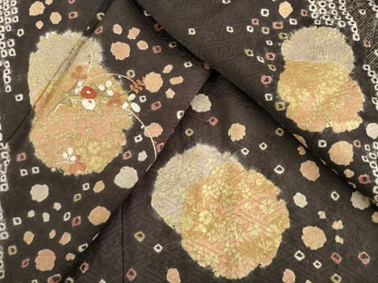 平和屋着物●訪問着　絞り　刺繍　雪輪重ね花文　金彩　正絹　逸品　AABF8964ck