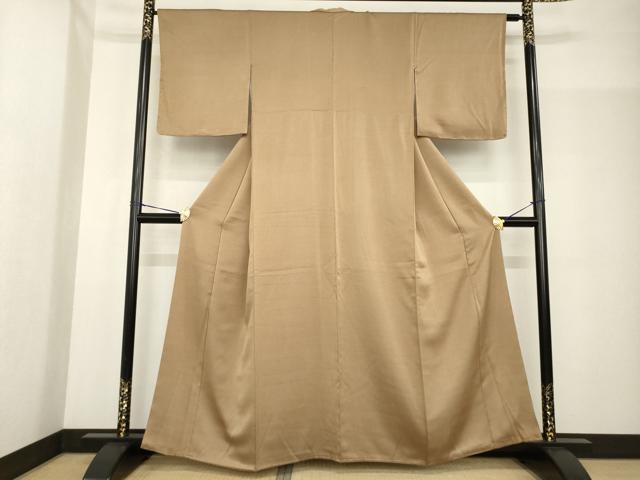 平和屋着物●上質な色無地　菱地紋　丁字染色　正絹　逸品　未使用　AABF8967ck