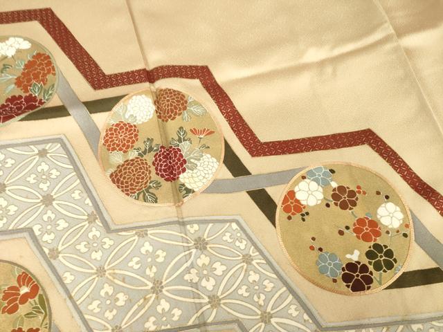 平和屋着物●豪華色留袖　駒刺繍　花丸文　正絹　逸品　AABF8969ck