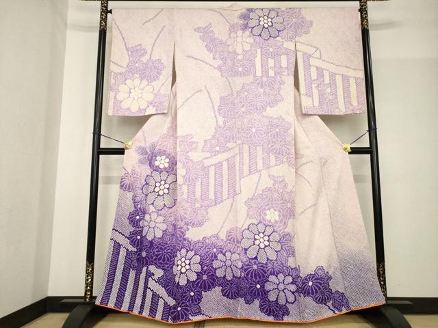平和屋着物●訪問着　総絞り　屏風花文　正絹　逸品　AABF8970ck