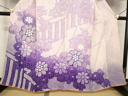 平和屋着物●訪問着　総絞り　屏風花文　正絹　逸品　AABF8970ck