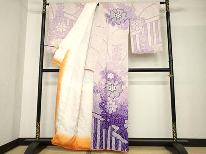 平和屋着物●訪問着　総絞り　屏風花文　正絹　逸品　AABF8970ck