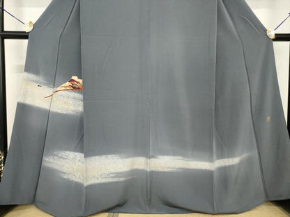 平和屋着物●日本舞踊家 岩井流宗元　岩井友見　訪問着　駒刺繍　扇面松文　金銀彩　正絹　逸品　AABF8971ck