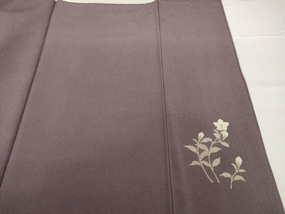 平和屋着物●訪問着　駒刺繍　草花文　正絹　逸品　AABF8972ck