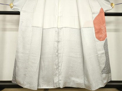 平和屋着物●訪問着　絞り　道長花文　正絹　逸品　AABF8973ck