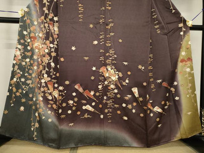 平和屋着物●訪問着　扇面花文　金彩　正絹　逸品　AABF8974ck