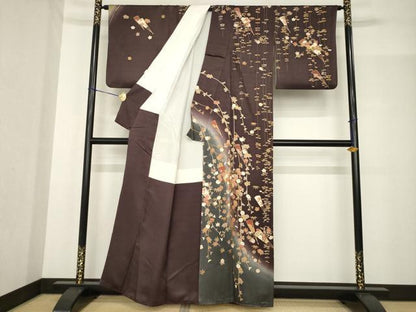 平和屋着物●訪問着　扇面花文　金彩　正絹　逸品　AABF8974ck