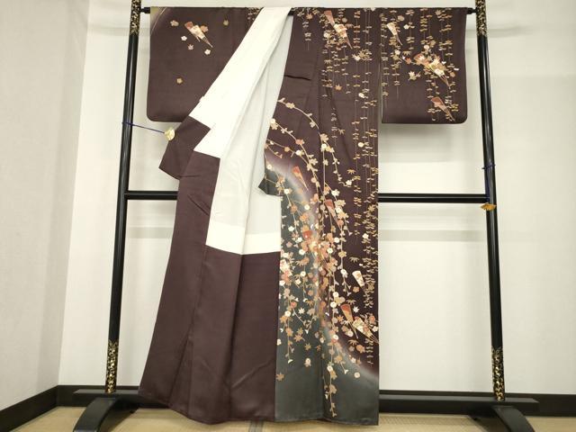平和屋着物●訪問着　扇面花文　金彩　正絹　逸品　AABF8974ck